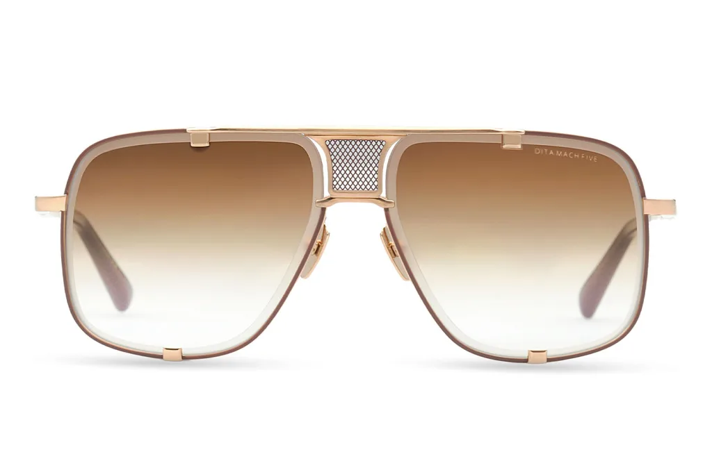 Dita MACH-FIVE Kolor: BRUSHED WHITE GOLD - BROWN, Kolor oprawy: Złoty
