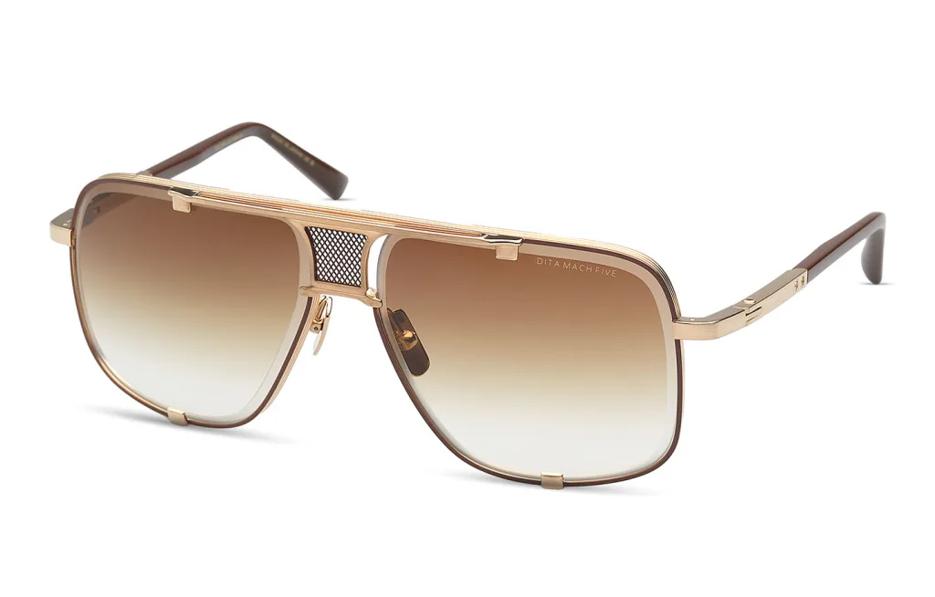 Dita MACH-FIVE Kolor: BRUSHED WHITE GOLD - BROWN, Kolor oprawy: Złoty