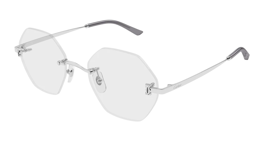 Cartier CT0593O Kolor: SILVER-TRANSPARENT, Kolor oprawy: Srebrny