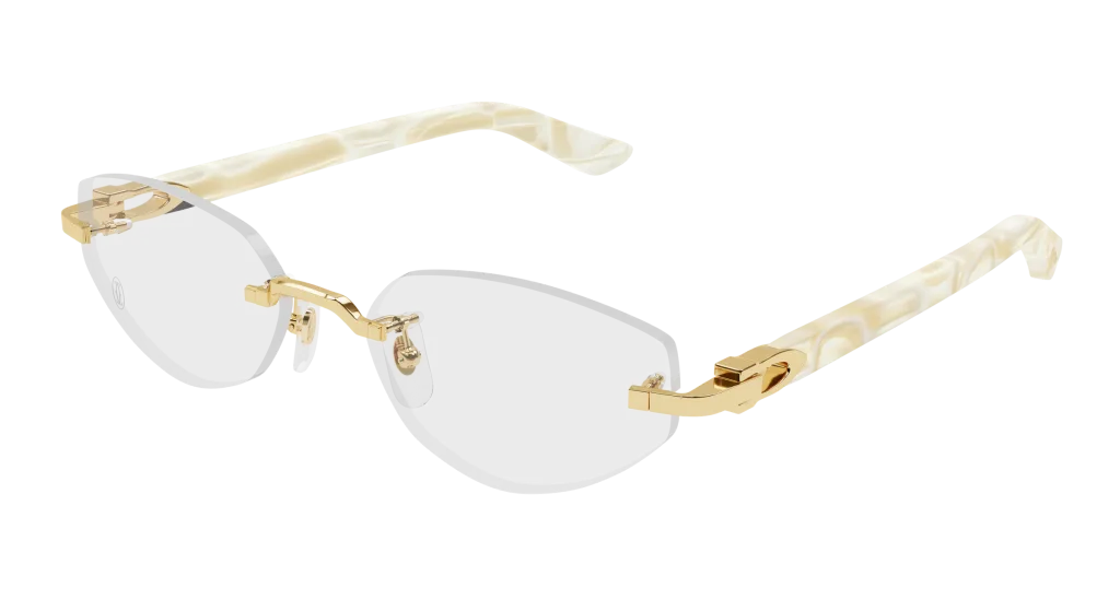 Cartier CT0609O GOLD-IVORY-TRANSPARENT, Beżowy