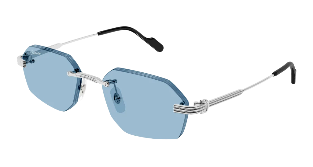 Cartier CT0616S Kolor: SILVER-LIGHT BLUE, Kolor oprawy: Srebrny