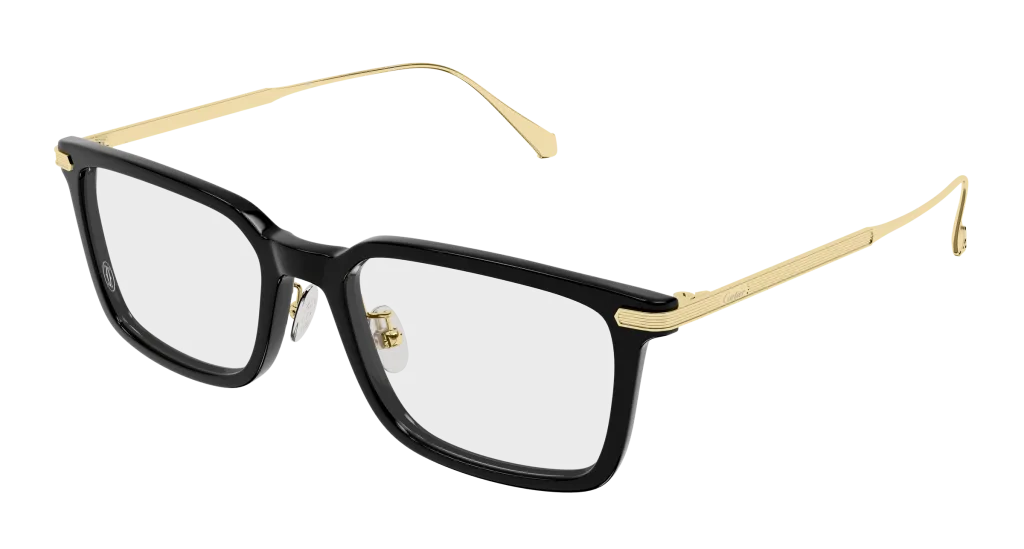 Cartier CT0629OA Kolor: BLACK-GOLD-TRANSPARENT, Kolor oprawy: Czarny