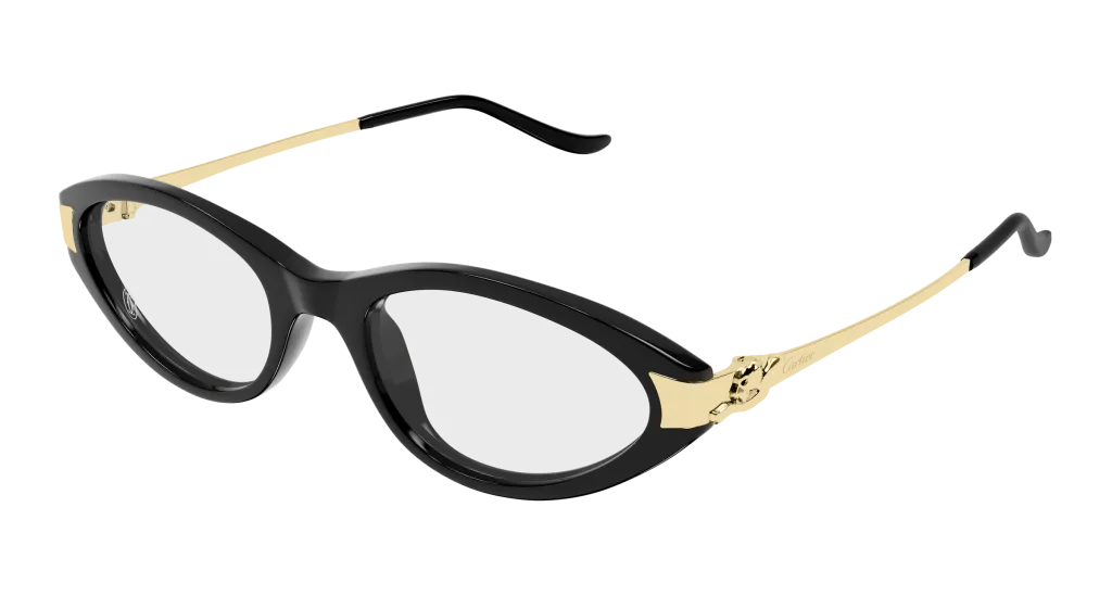 Cartier CT0633O Kolor: BLACK-GOLD-TRANSPARENT, Kolor oprawy: Czarny