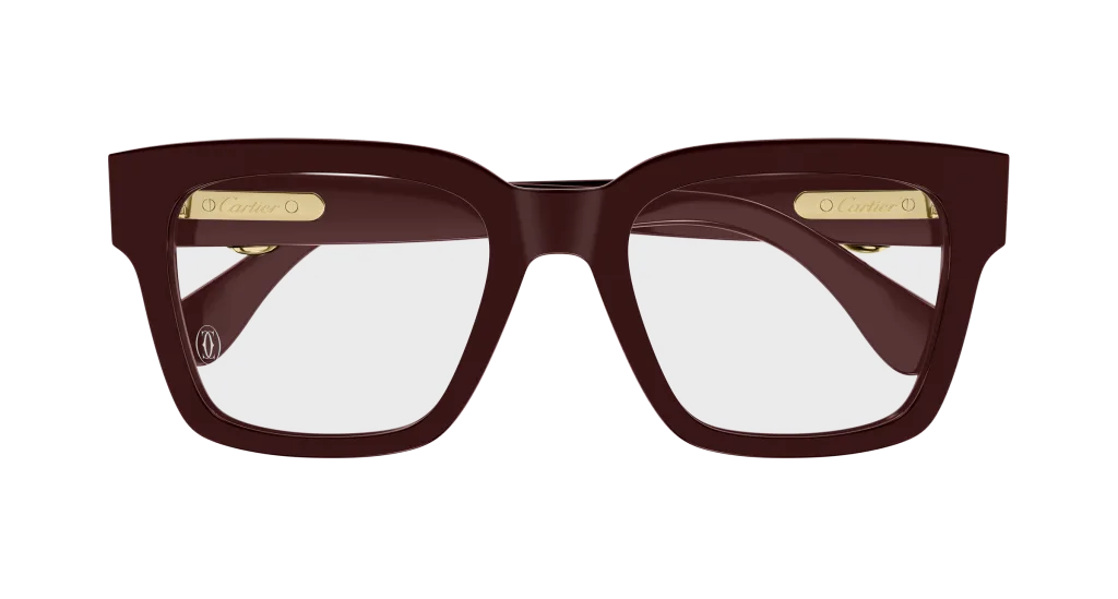 Cartier CT0640O Kolor: BURGUNDY-TRANSPARENT, Kolor oprawy: Czerwony
