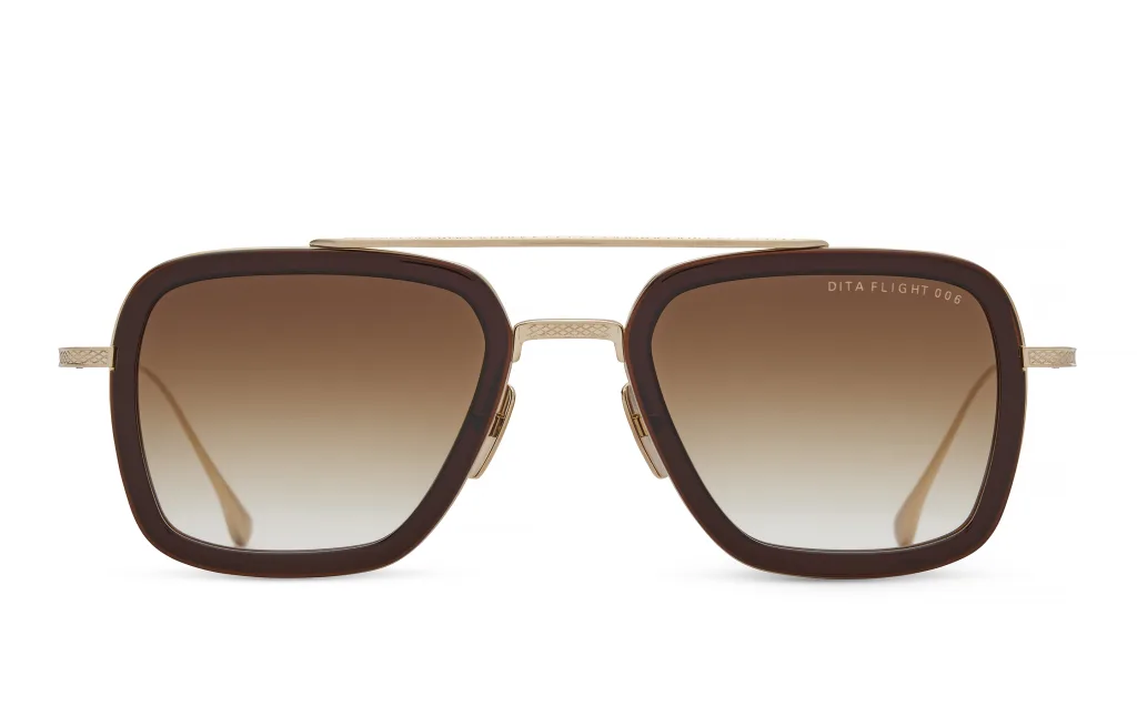 Dita FLIGHT.006 Kolor: ROOT BEER - ANTIQUE WHITE GOLD, Kolor oprawy: Brązowy