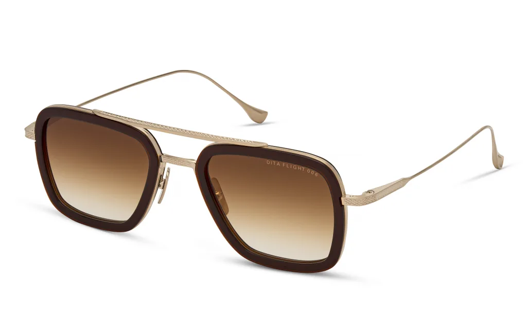 Dita FLIGHT.006 Kolor: ROOT BEER - ANTIQUE WHITE GOLD, Kolor oprawy: Brązowy