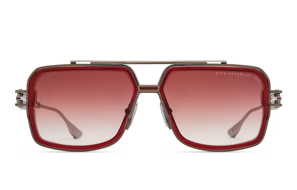 Dita HYPERLUX-1000 Kolor: RUBY - ANTIQUE COCOA BEAN - MATTE SILVER, Kolor oprawy: Czerwony