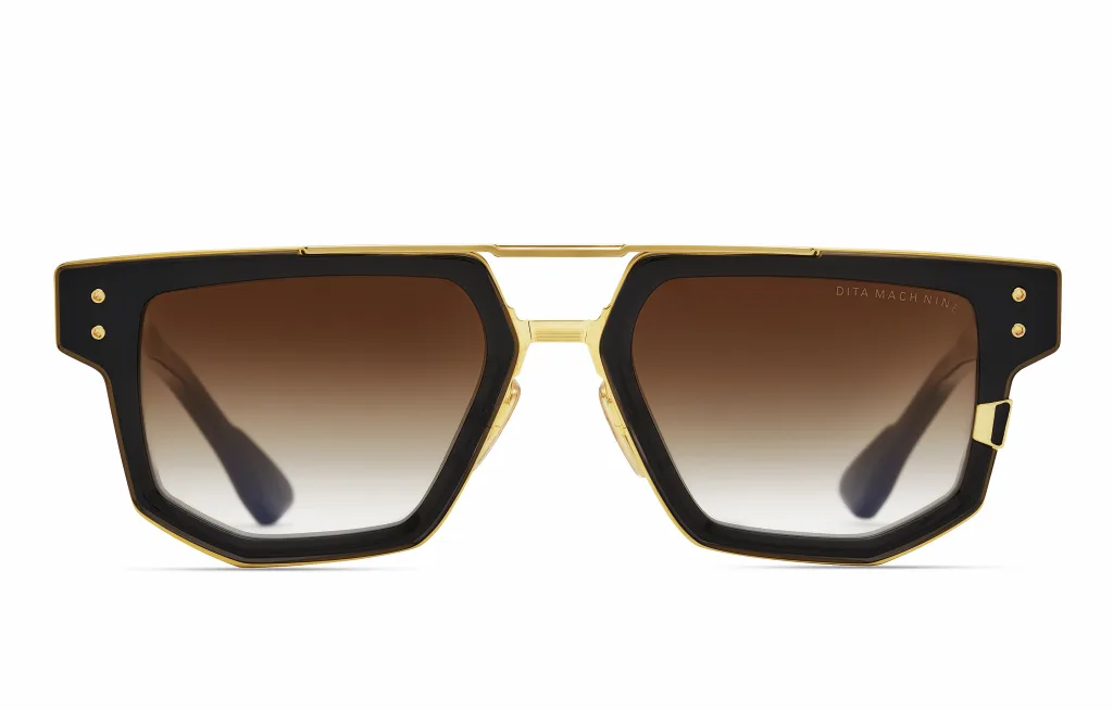 Dita MACH-NINE BLACK GLASS - YELLOW GOLD, Czarny