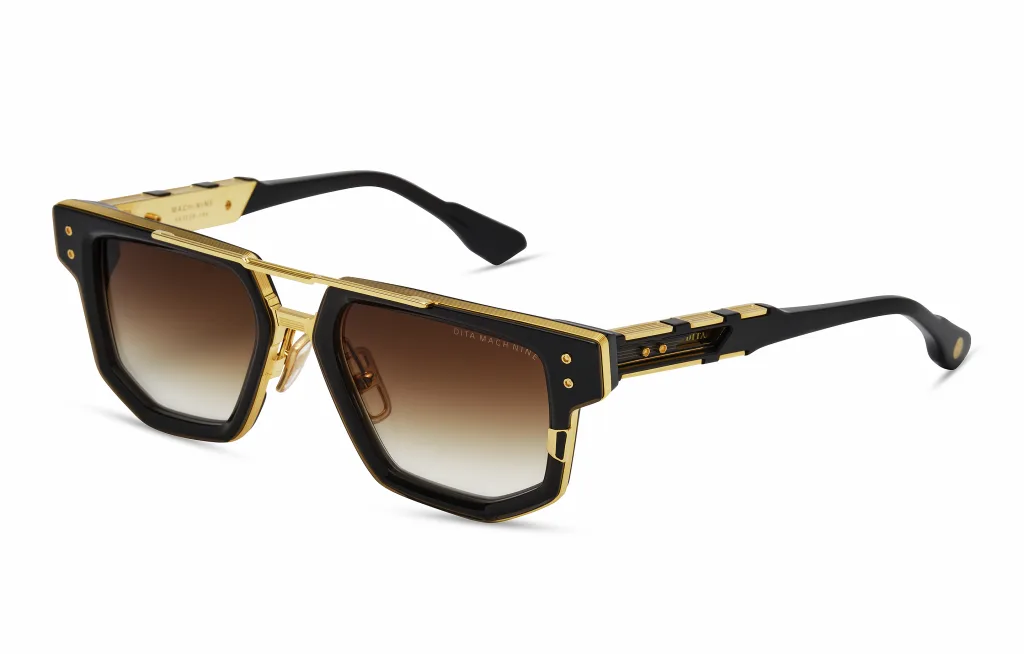 Dita MACH-NINE BLACK GLASS - YELLOW GOLD, Czarny