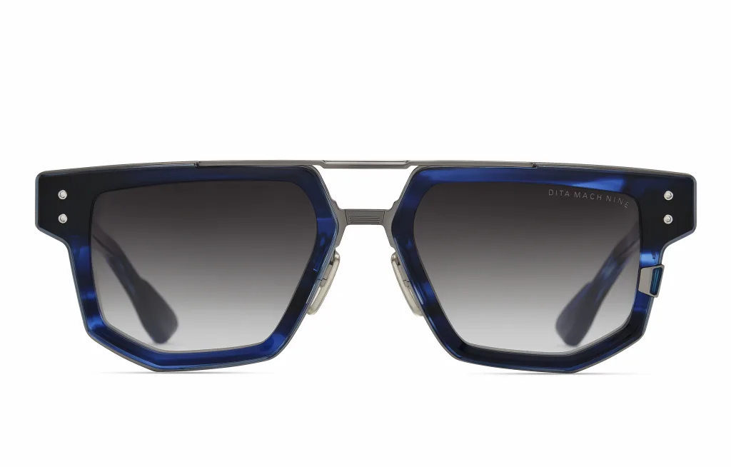 Dita MACH-NINE BLUE SWIRL - ANTIQUE SILVER, Niebieski