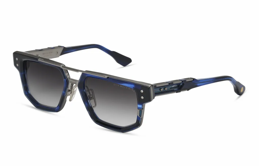Dita MACH-NINE BLUE SWIRL - ANTIQUE SILVER, Niebieski