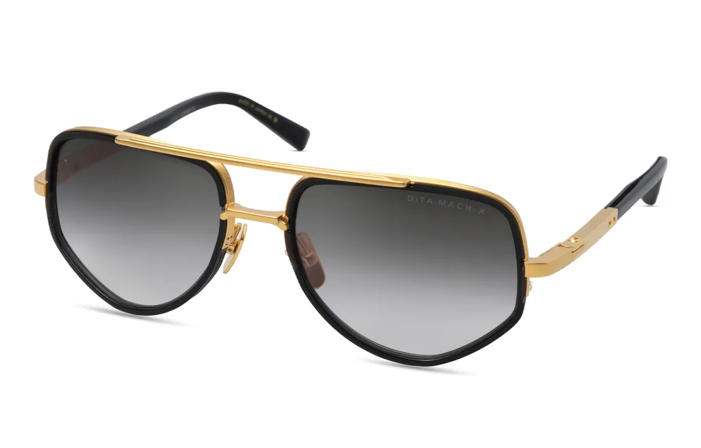 Dita MACH-X BLACK GLASS - MATTE YELLOW GOLD, Czarny