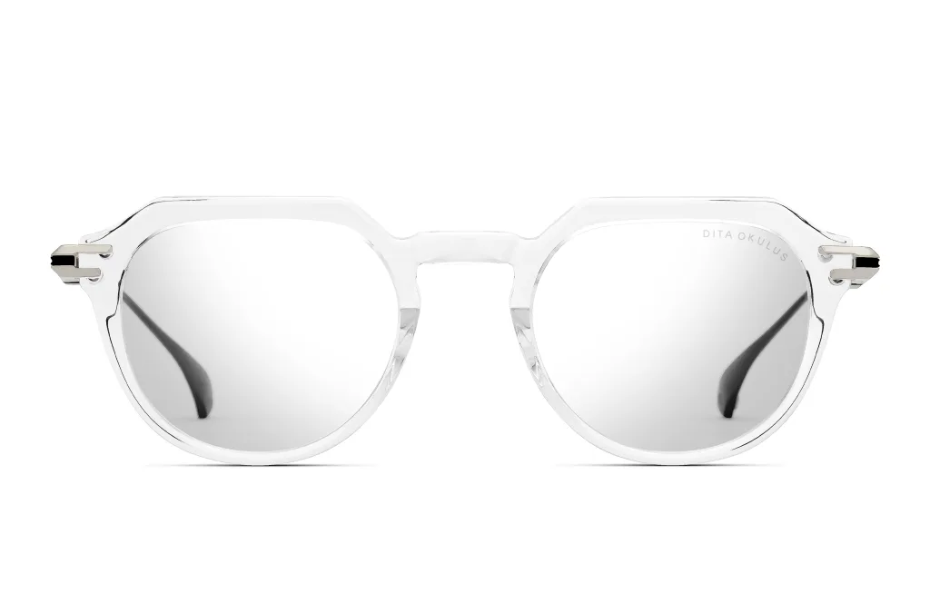 Dita OKULUS CRYSTAL CLEAR - SHINY SILVER - BLACK IRON, Transparentny