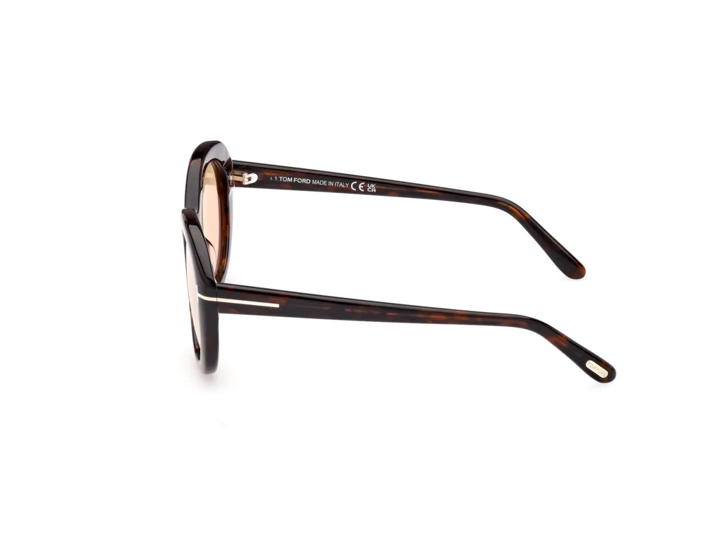 Tom Ford LILY-02 FT1009 52E SHINY DARK HAVANA / PHOTOCHROMIC PEACH, Wzór havana