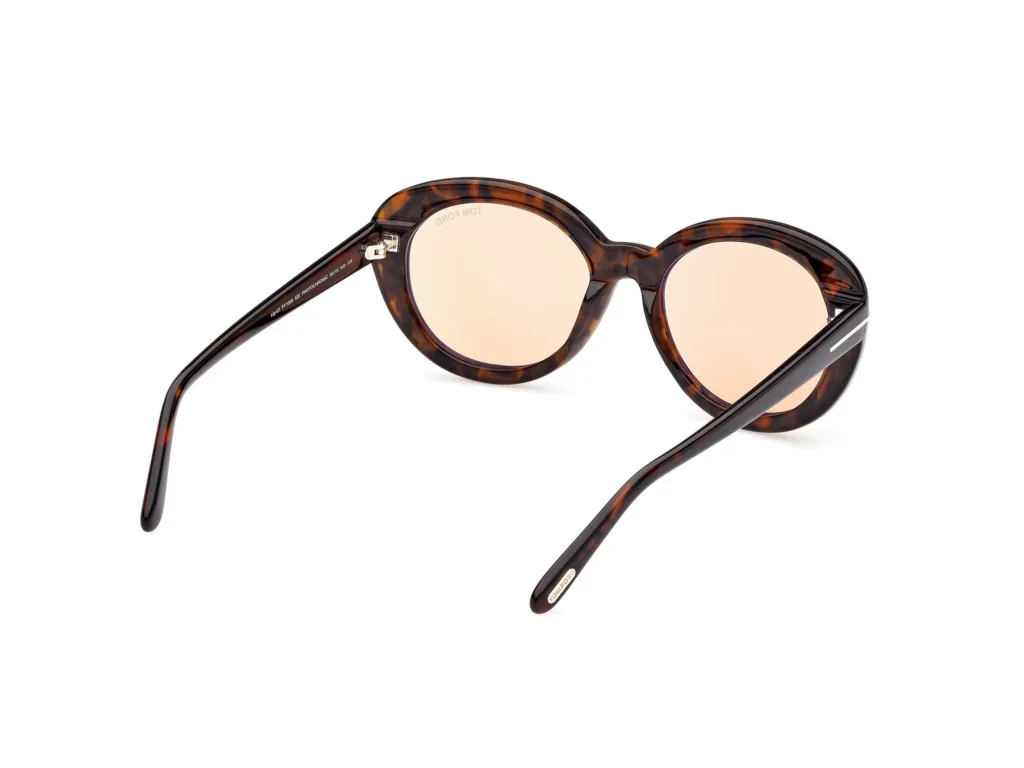 Tom Ford LILY-02 FT1009 52E SHINY DARK HAVANA / PHOTOCHROMIC PEACH, Wzór havana
