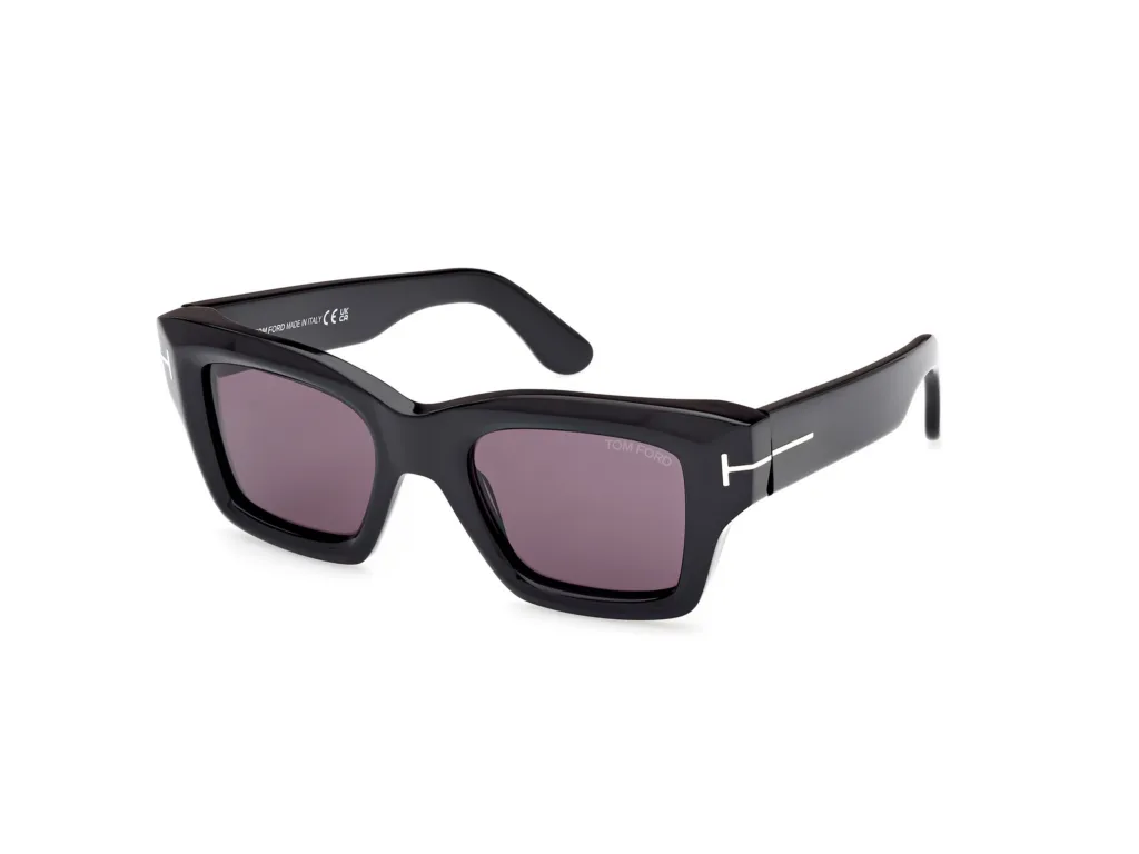 Tom Ford ILIAS FT1154 01A SHINY BLACK / SMOKE, Czarny