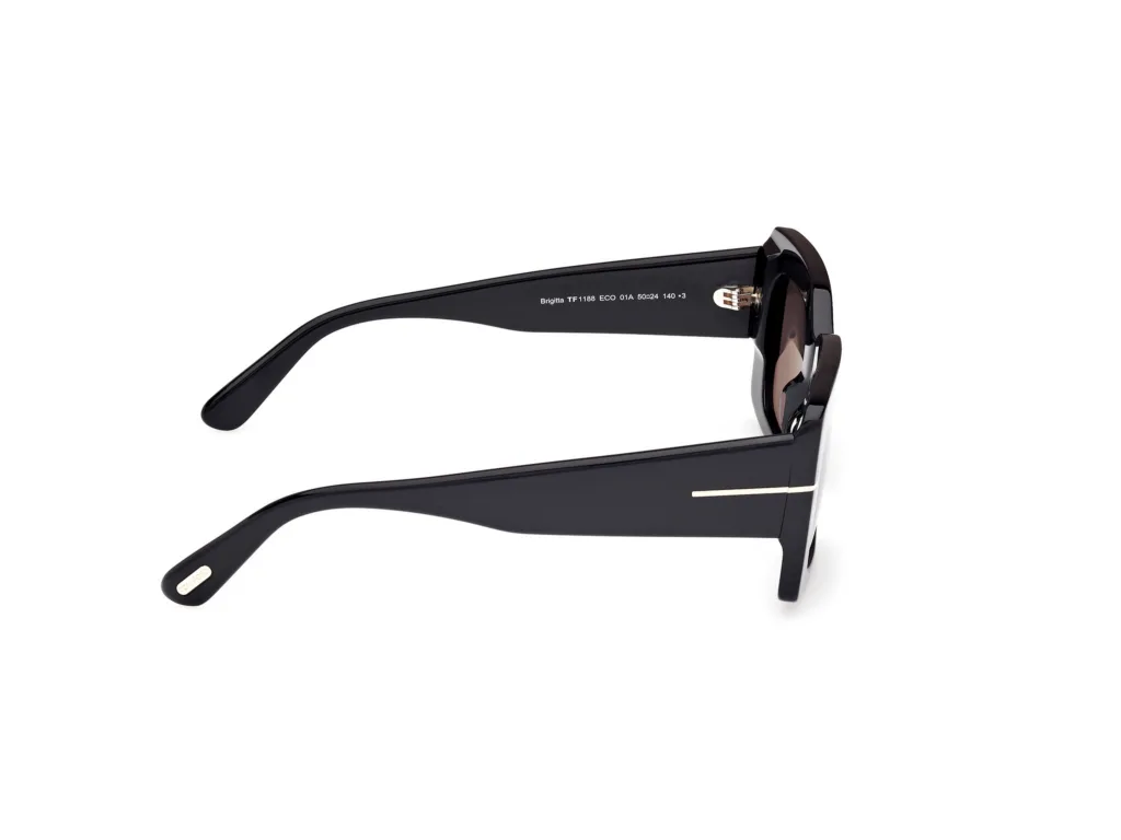 Tom Ford BRIGITTA FT1188 01A SHINY BLACK / SMOKE / GREY, Czarny