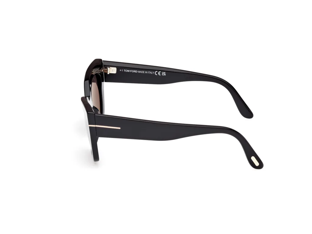 Tom Ford ATHENA TF1190 01A SHINY BLACK / SMOKE / GREY WITH LIGHT MIRROR, Czarny