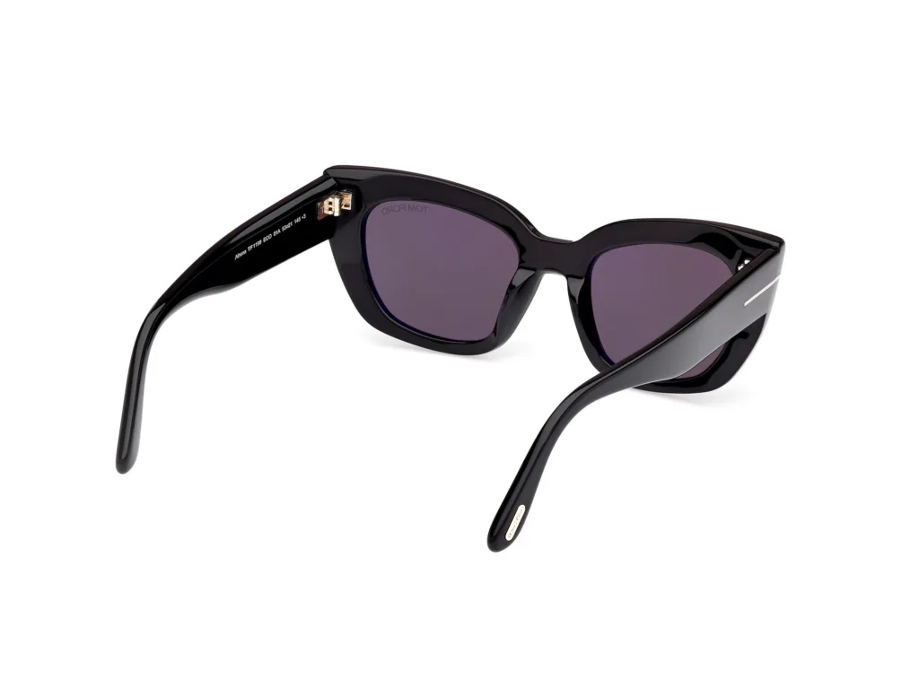 Tom Ford ATHENA TF1190 01A SHINY BLACK / SMOKE / GREY WITH LIGHT MIRROR, Czarny