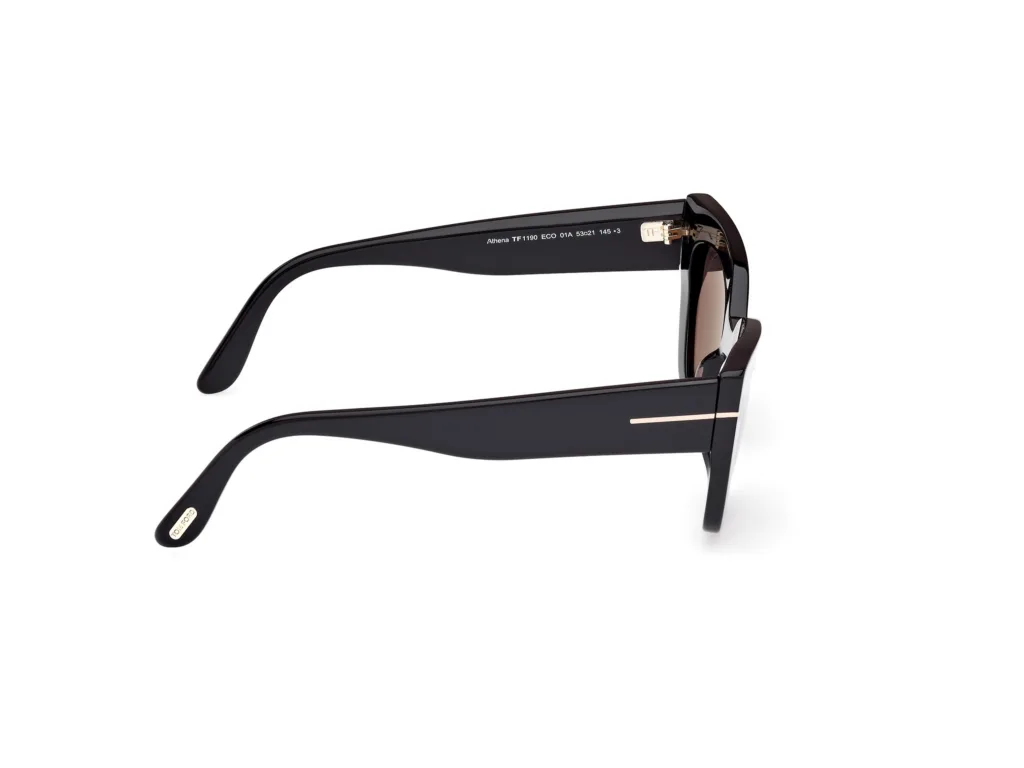 Tom Ford ATHENA TF1190 01A SHINY BLACK / SMOKE / GREY WITH LIGHT MIRROR, Czarny