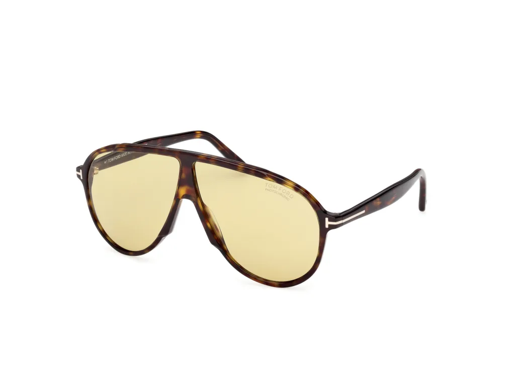 Tom Ford VLADIMIR FT1211 52E SHINY DARK HAVANA / BROWN PHOTOCHROMIC, Wzór havana