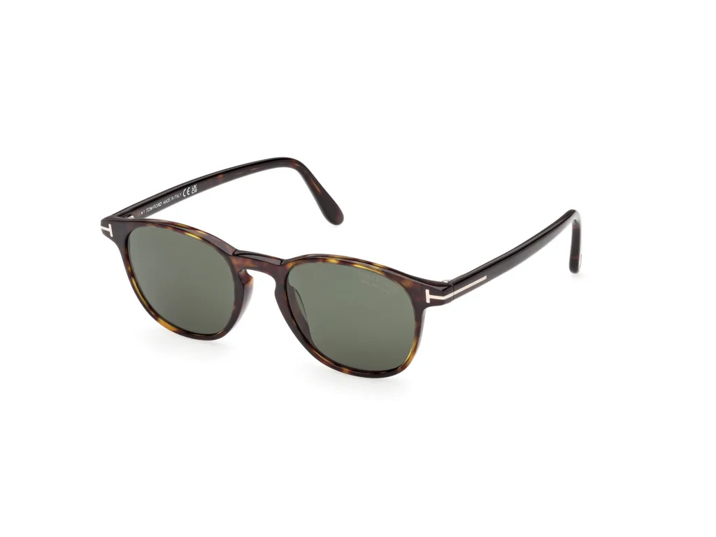Tom Ford HOLT-02 FT1302 Kolor: 52R DARK HAVANA / GREEN POLARIZED, Kolor oprawy: Wzór havana