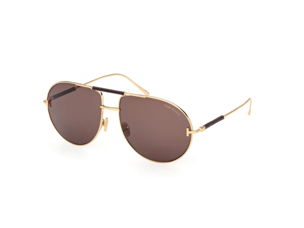 Tom Ford LOU-02 FT1308 30E SHINY DEEP GOLD / BROWN, Złoty