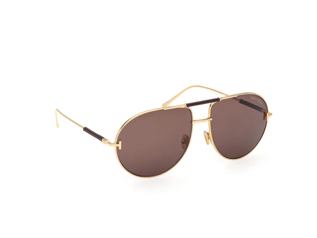 Tom Ford LOU-02 FT1308 30E SHINY DEEP GOLD / BROWN, Złoty