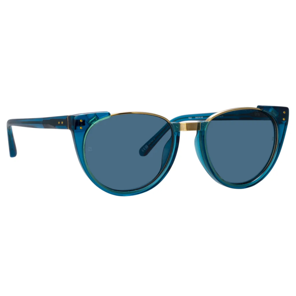 Linda Farrow IRIS LFL136 C59 AQUA TRANSPARENT BLUE / AQUA BLUE, Niebieski