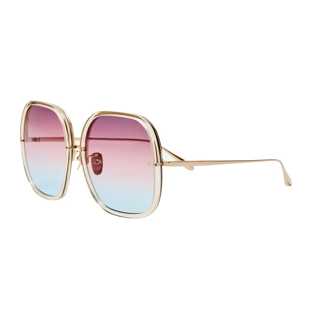 Linda Farrow CELIA LFL1405 Kolor: C8 TRUFFLE ITALIAN ACETATE / 22K LIGHT GOLD PLATED TITANIUM / DUSK GRADIENT, Kolor oprawy: Złoty