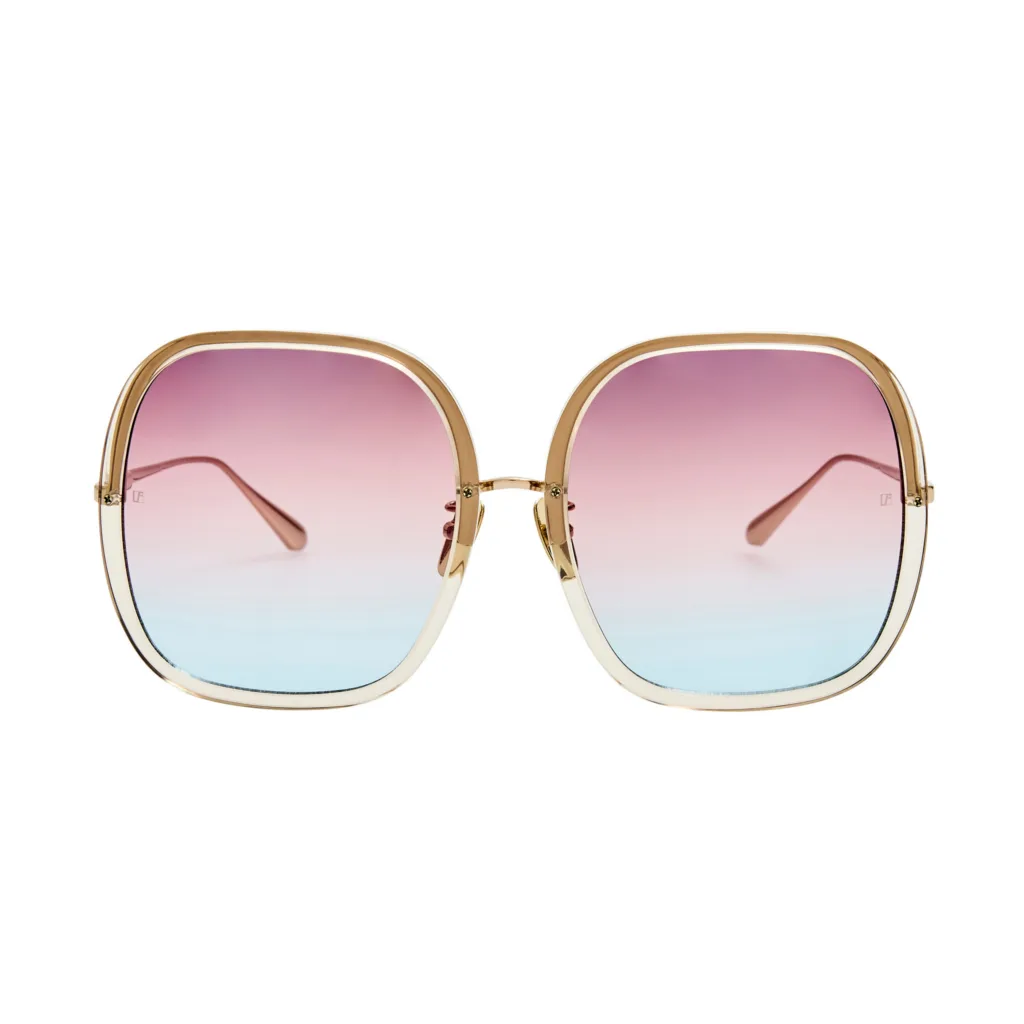 Linda Farrow CELIA LFL1405 Kolor: C8 TRUFFLE ITALIAN ACETATE / 22K LIGHT GOLD PLATED TITANIUM / DUSK GRADIENT, Kolor oprawy: Złoty