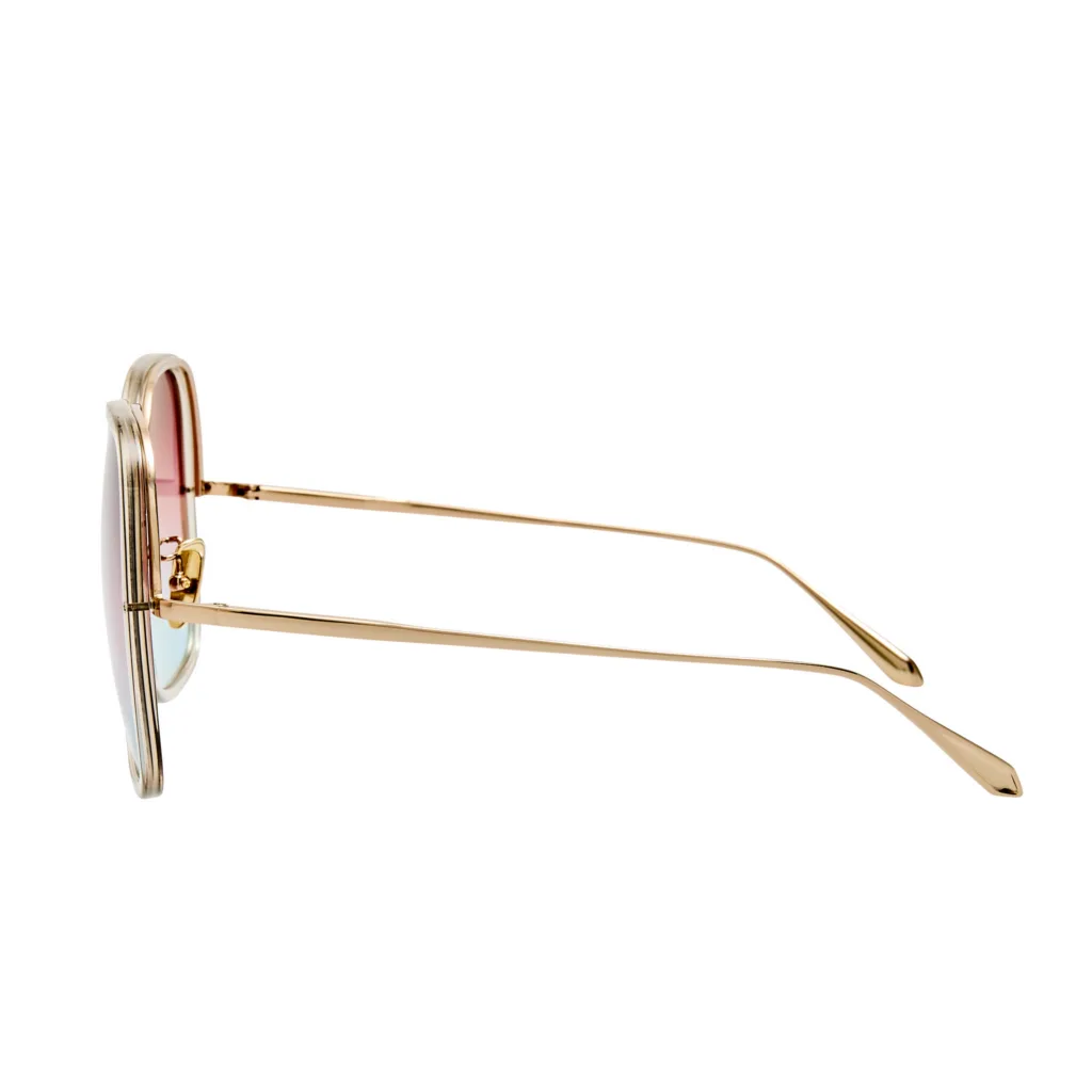 Linda Farrow CELIA LFL1405 Kolor: C8 TRUFFLE ITALIAN ACETATE / 22K LIGHT GOLD PLATED TITANIUM / DUSK GRADIENT, Kolor oprawy: Złoty