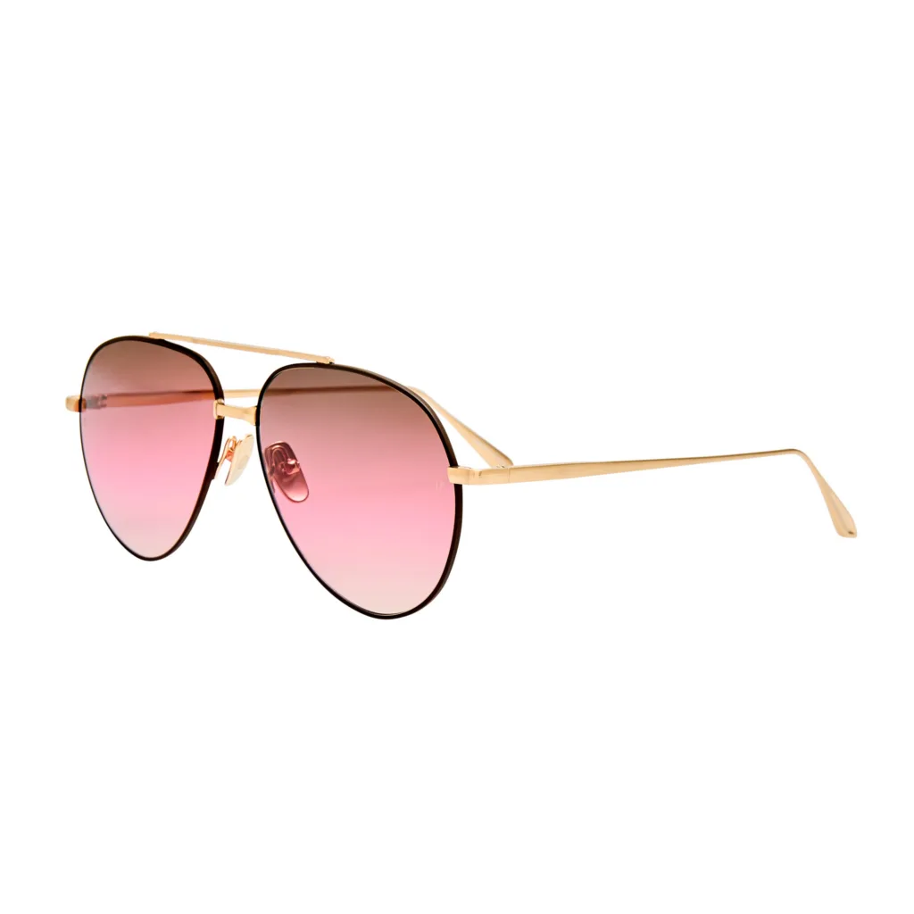 Linda Farrow MARCELO LFL1421 C9 GOLD / DARK BROWN PINK, Złoty