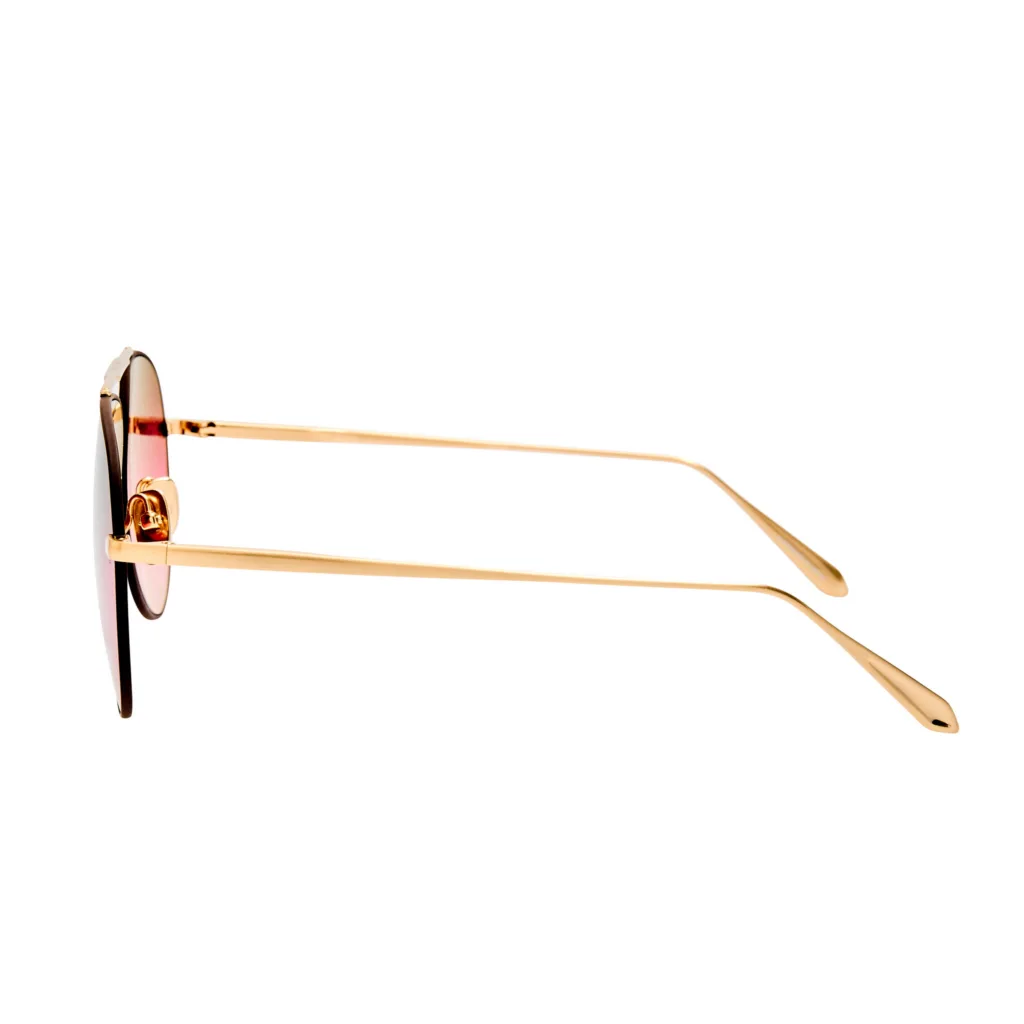 Linda Farrow MARCELO LFL1421 C9 GOLD / DARK BROWN PINK, Złoty