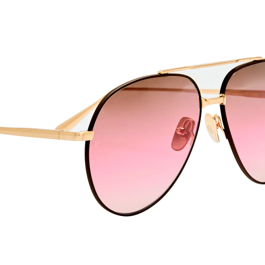 Linda Farrow MARCELO LFL1421 C9 GOLD / DARK BROWN PINK, Złoty