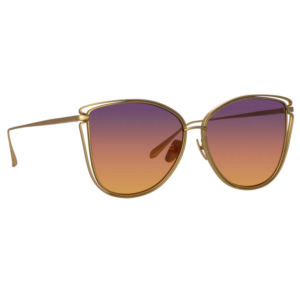 Linda Farrow DINAH SUN LFL1422 C7 MATT CHAMPAGNE / SUNSET GRADIENT, Złoty