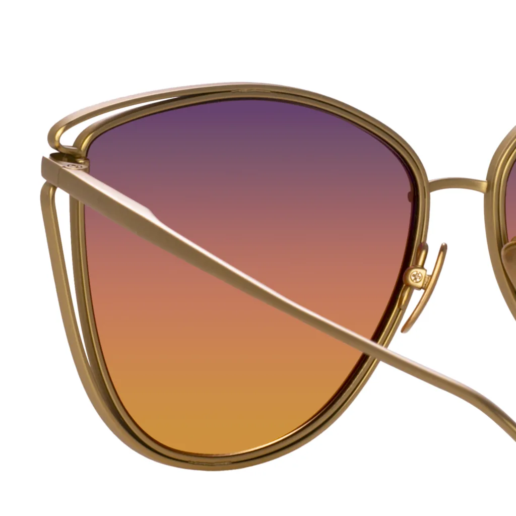 Linda Farrow DINAH SUN LFL1422 C7 MATT CHAMPAGNE / SUNSET GRADIENT, Złoty