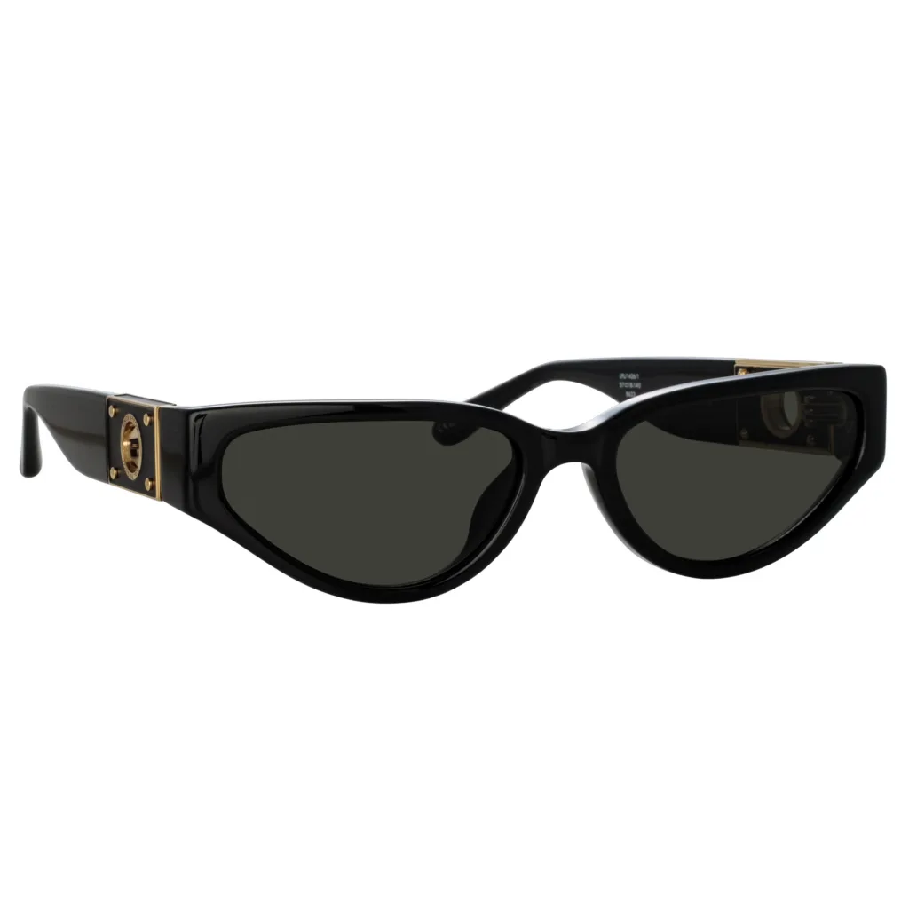 Linda Farrow TOMIE LFL1426 C1 BLACK / YELLOW GOLD / BLACK / GREY, Czarny