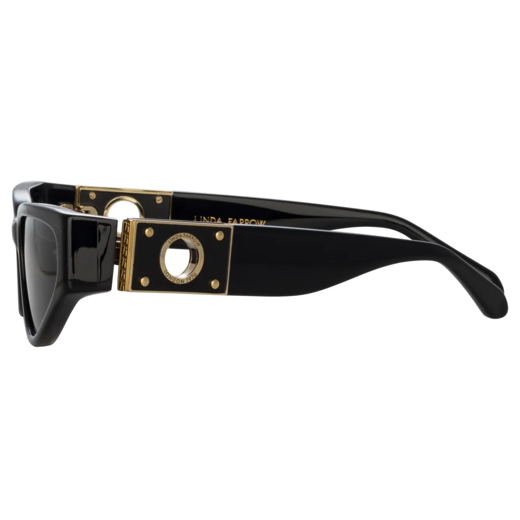 Linda Farrow TOMIE LFL1426 C1 BLACK / YELLOW GOLD / BLACK / GREY, Czarny