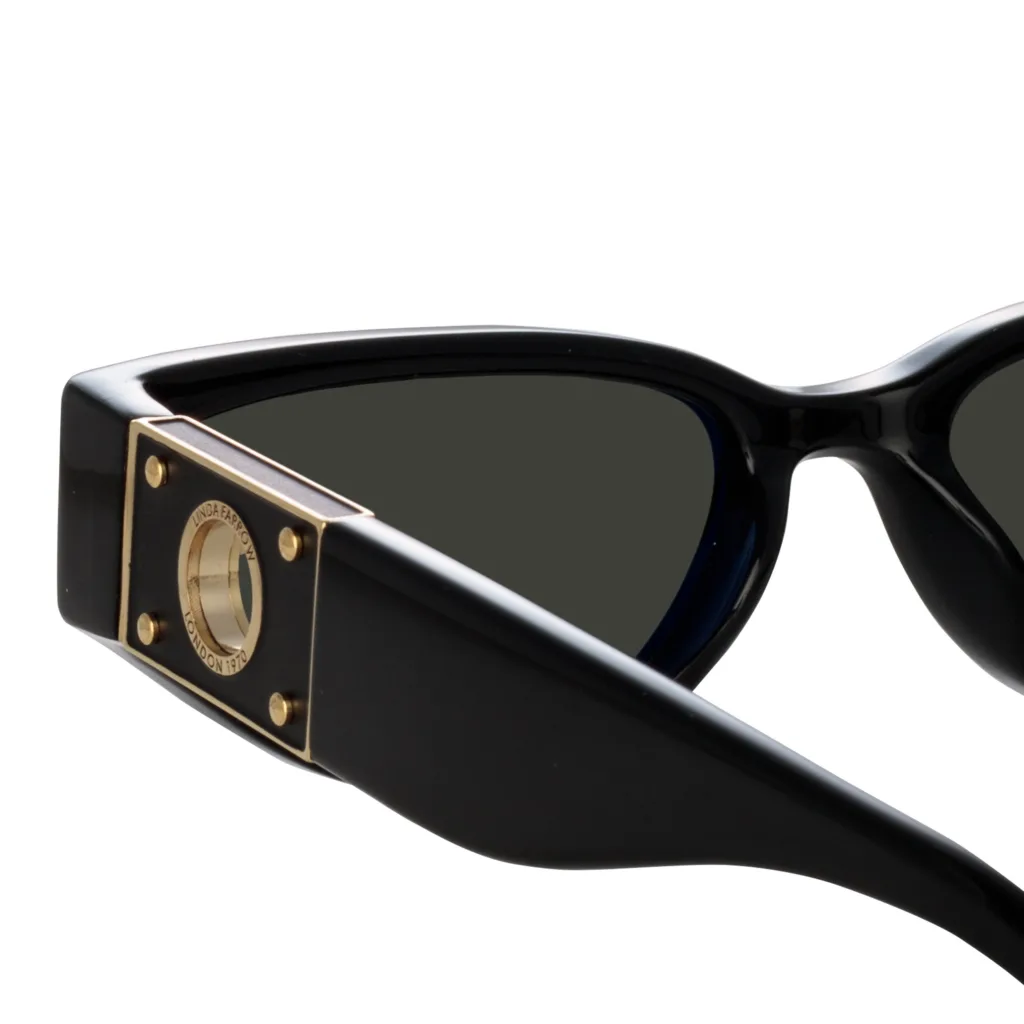 Linda Farrow TOMIE LFL1426 C1 BLACK / YELLOW GOLD / BLACK / GREY, Czarny