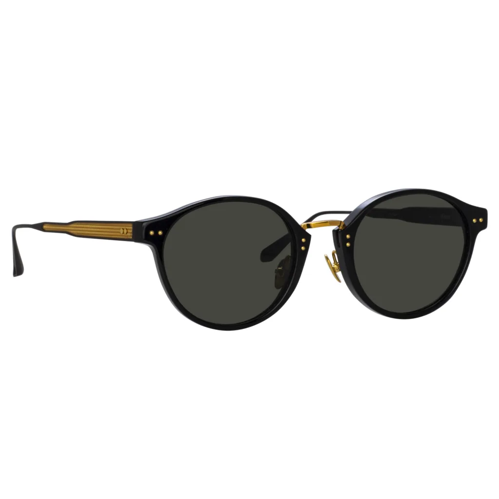 Linda Farrow MARCO LFL1535 C1 BLACK / YELLOW GOLD / GREY SOLID, Czarny