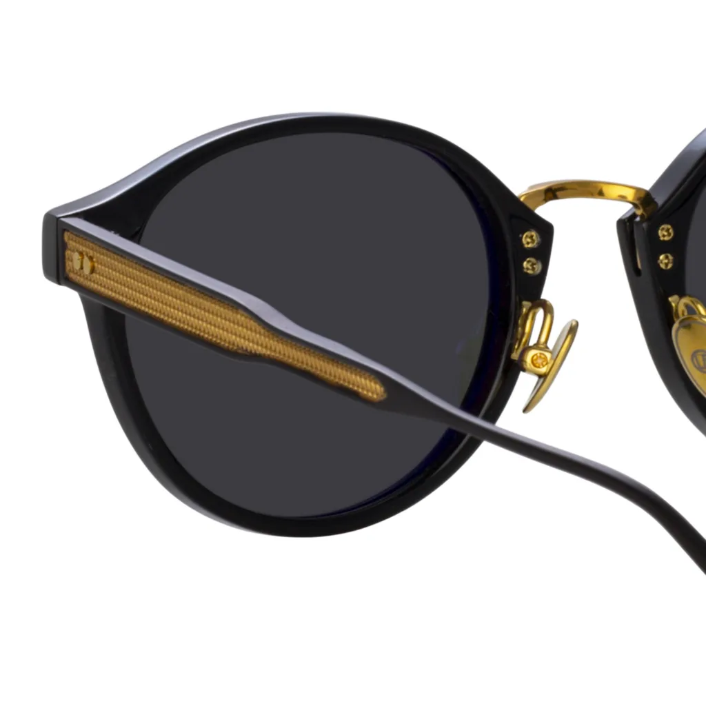 Linda Farrow MARCO LFL1535 C1 BLACK / YELLOW GOLD / GREY SOLID, Czarny