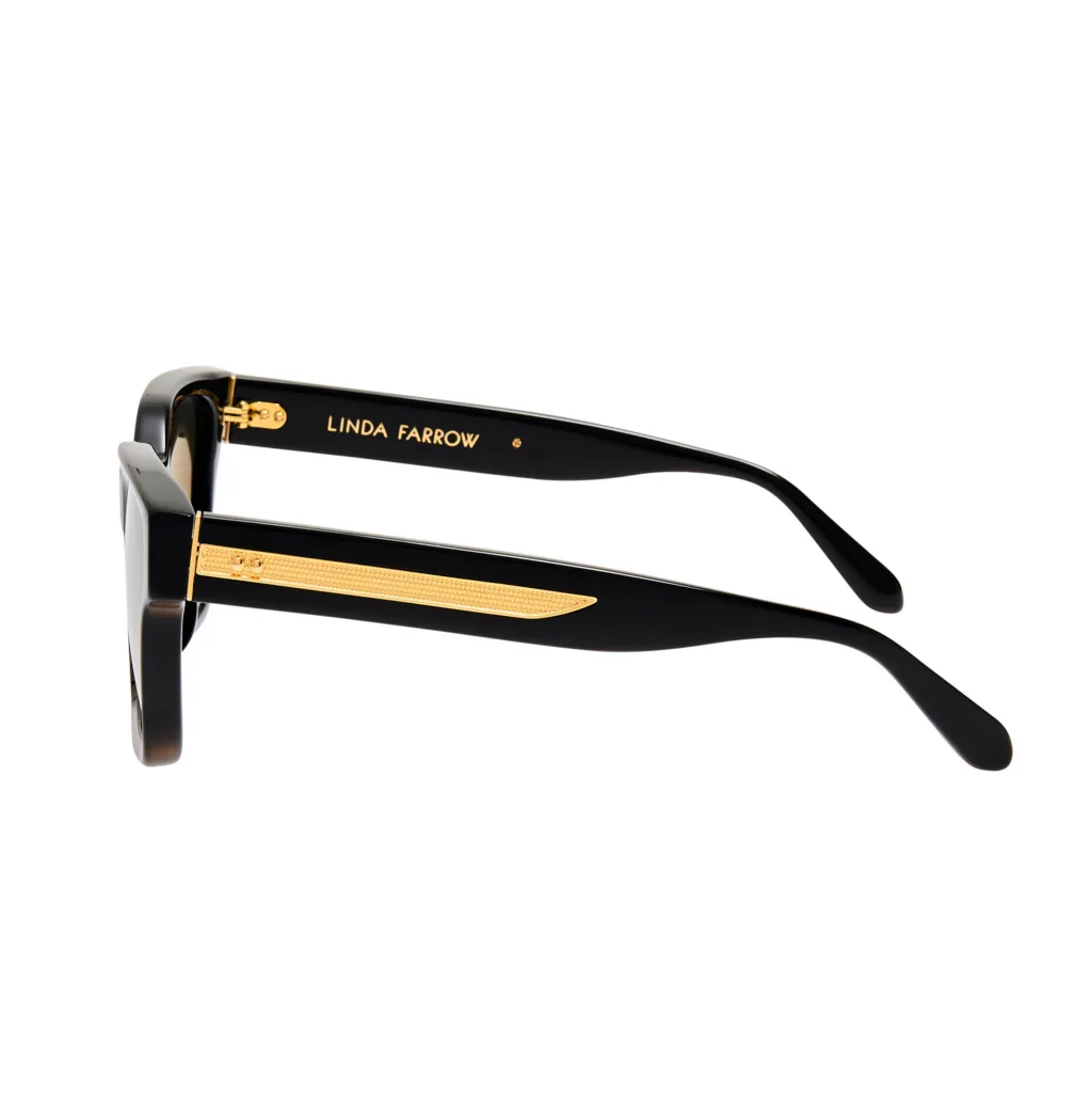 Linda Farrow NATHAN LFL1561 C1 BLACK / YELLOW GOLD DETAILS / SOLID GREY, Czarny