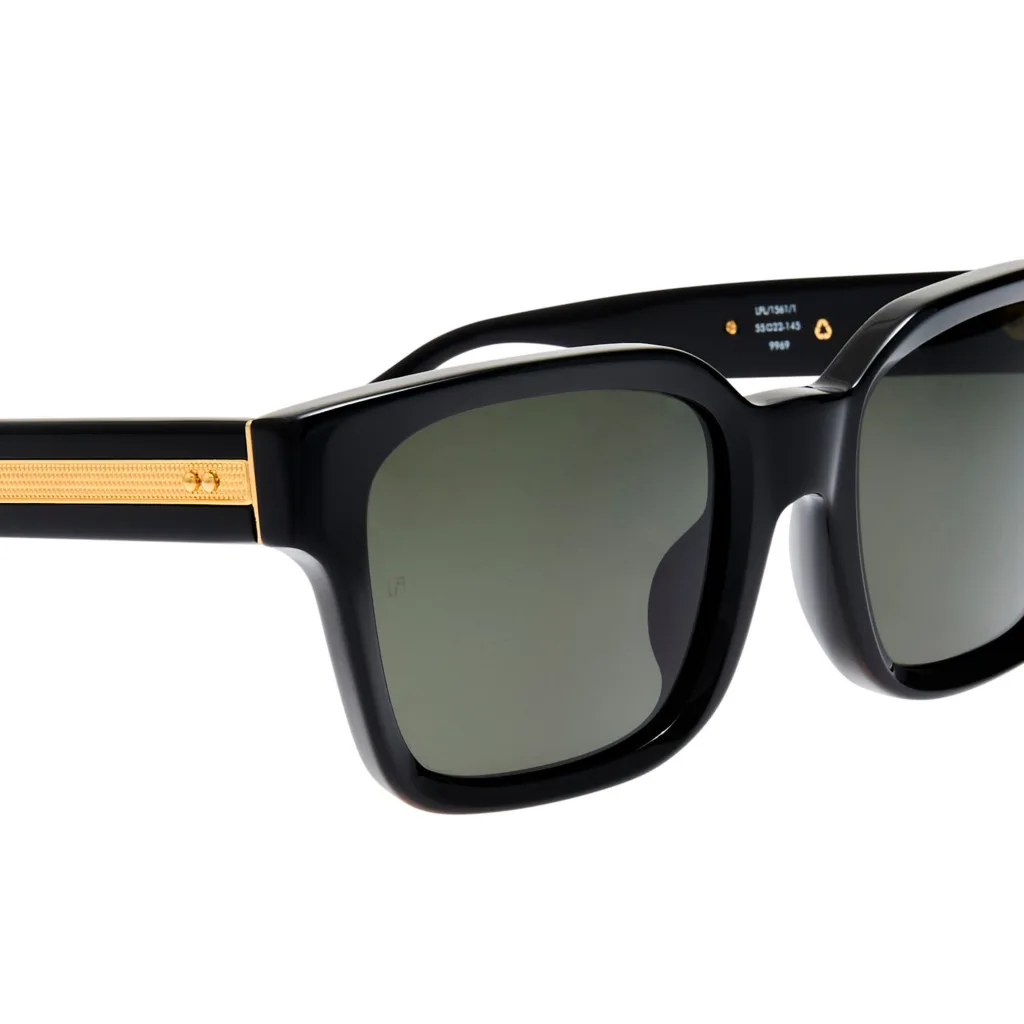 Linda Farrow NATHAN LFL1561 C1 BLACK / YELLOW GOLD DETAILS / SOLID GREY, Czarny