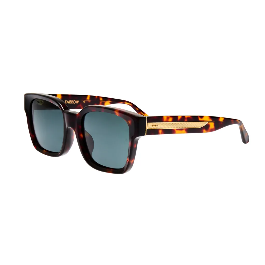 Linda Farrow NATHAN LFL1561 C2 DARK TORTOISESHELL / YELLOW GOLD DETAILS / DEEP GREEN, Wzór havana