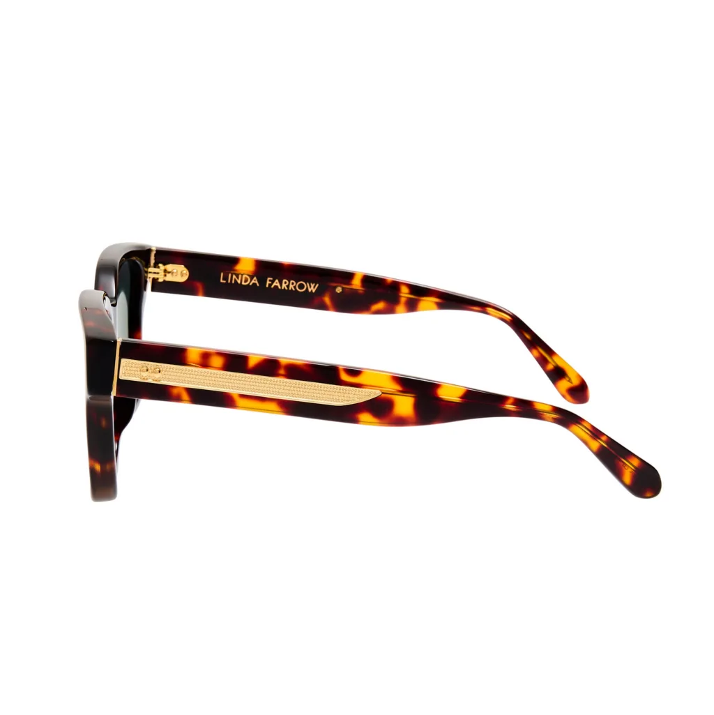 Linda Farrow NATHAN LFL1561 C2 DARK TORTOISESHELL / YELLOW GOLD DETAILS / DEEP GREEN, Wzór havana