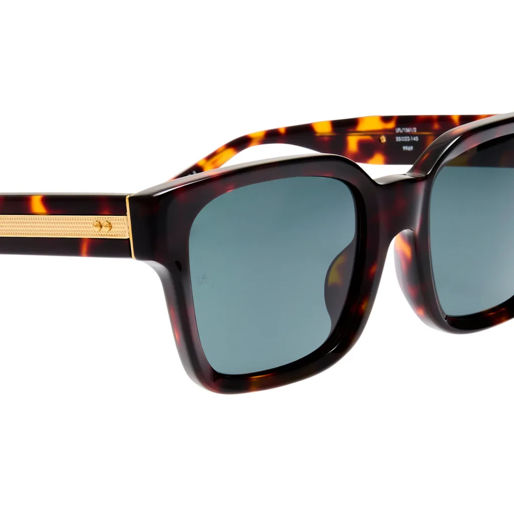 Linda Farrow NATHAN LFL1561 C2 DARK TORTOISESHELL / YELLOW GOLD DETAILS / DEEP GREEN, Wzór havana