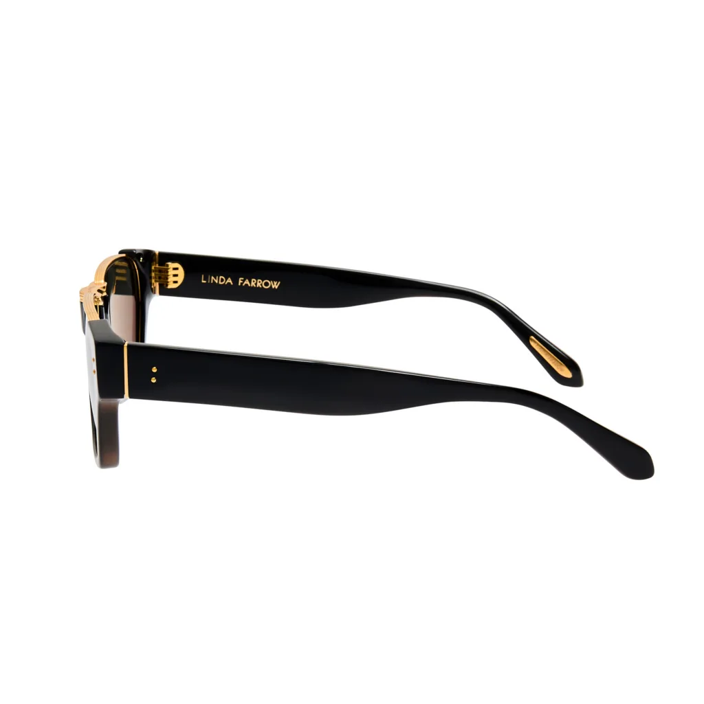 Linda Farrow MARCEL LFL1573 C1 BLACK / SOLID GREY, Czarny