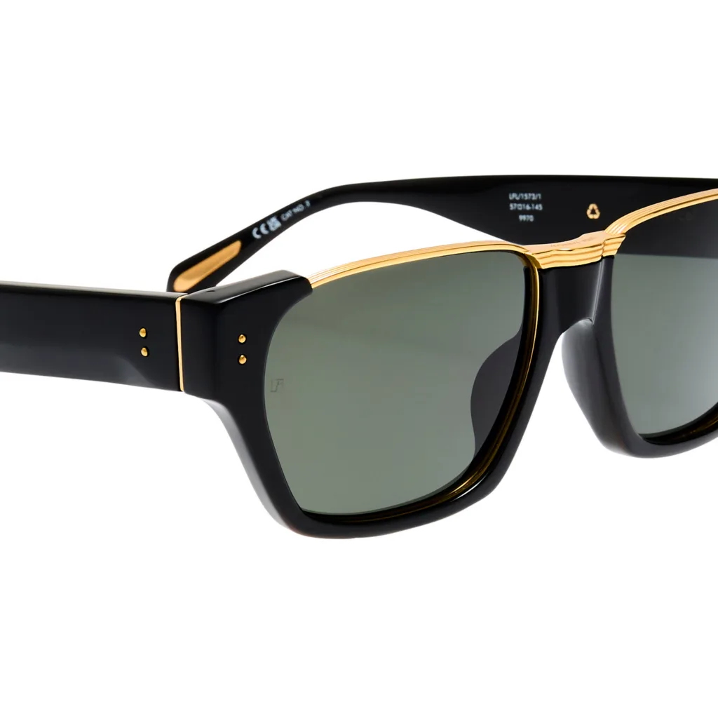 Linda Farrow MARCEL LFL1573 C1 BLACK / SOLID GREY, Czarny