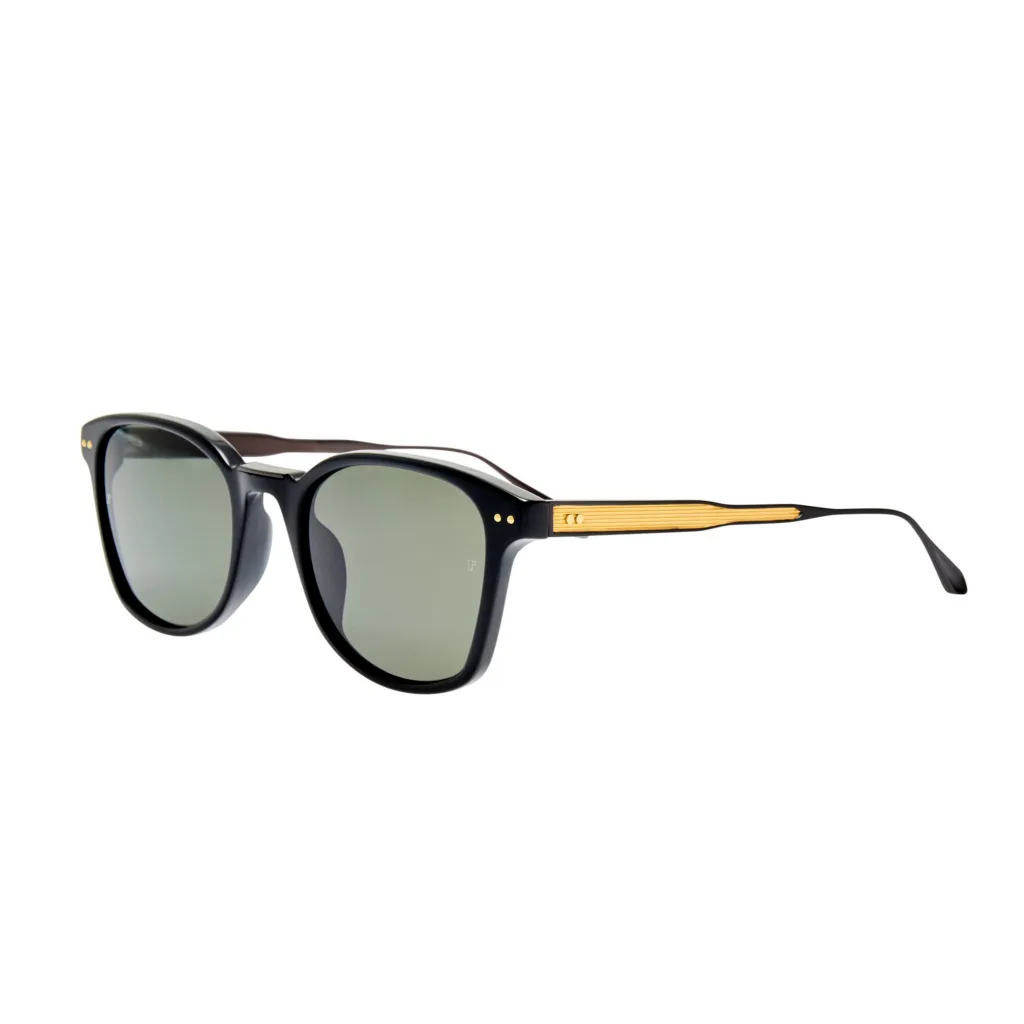 Linda Farrow PAULSON LFL1585 C1 BLACK / NICKEL / 22K GOLD / SOLID GREY, Czarny